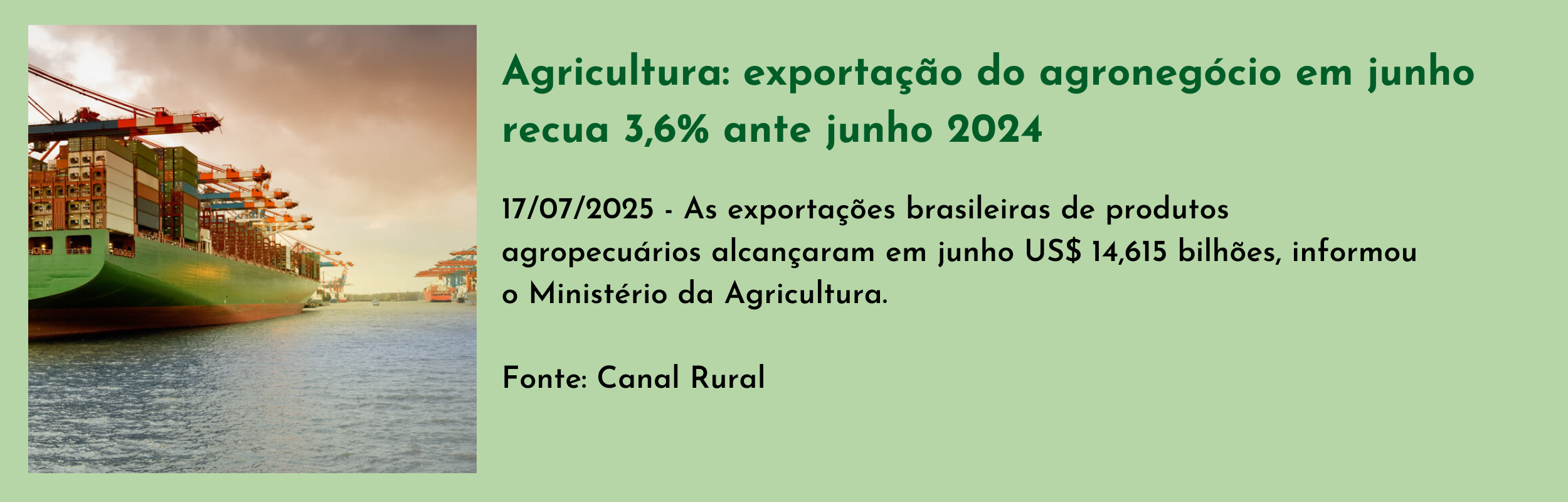 Agricultura exportação do agronegócio em junho recua 3,6% ante junho 2024.png