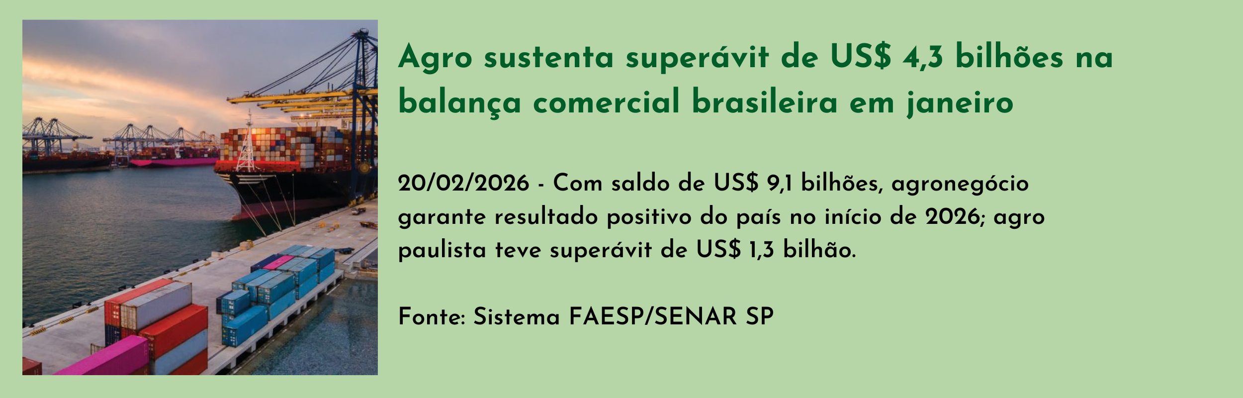 Agro sustenta superávit de US$ 4,3 bilhões na balança comercial brasileira em janeiro.png